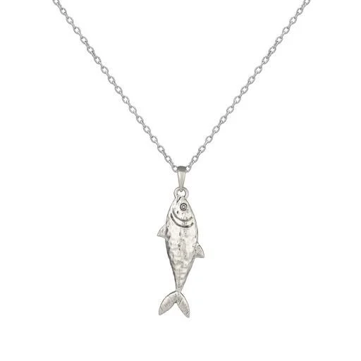 Sterling Silver Necklace - Small Solid Fish Pendant