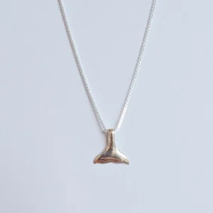 Sterling Silver Necklace -Small Whale Tail Pendant